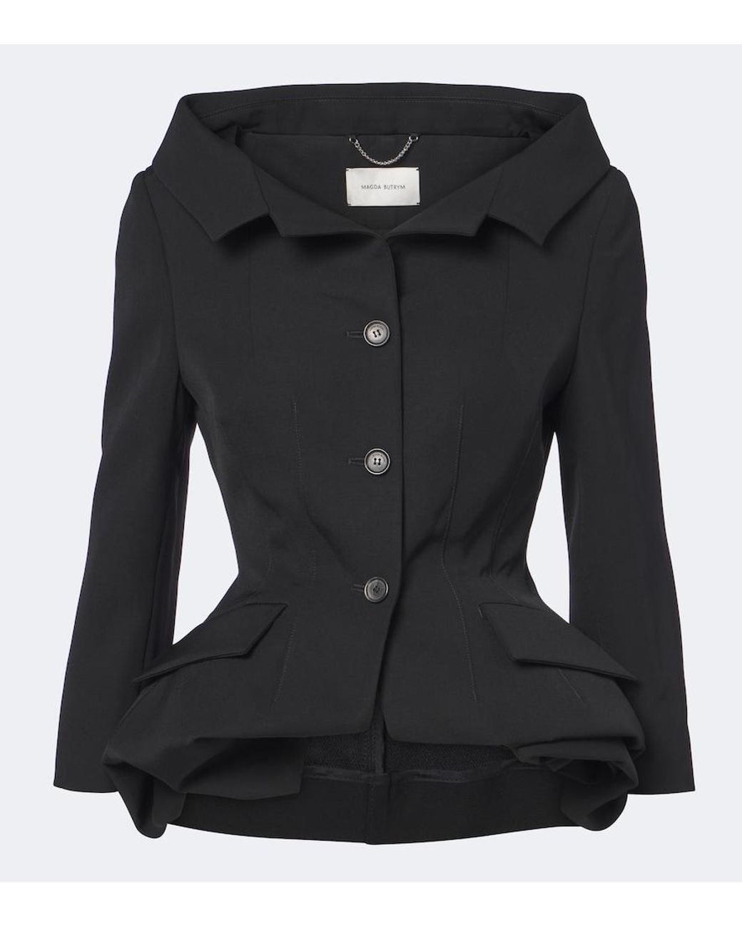 Magda Butrym Black Peplum Wool Blazer