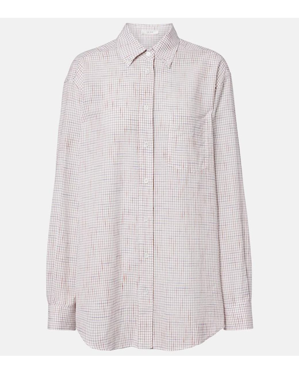 The Row White Dalan Checked Cotton Shirt