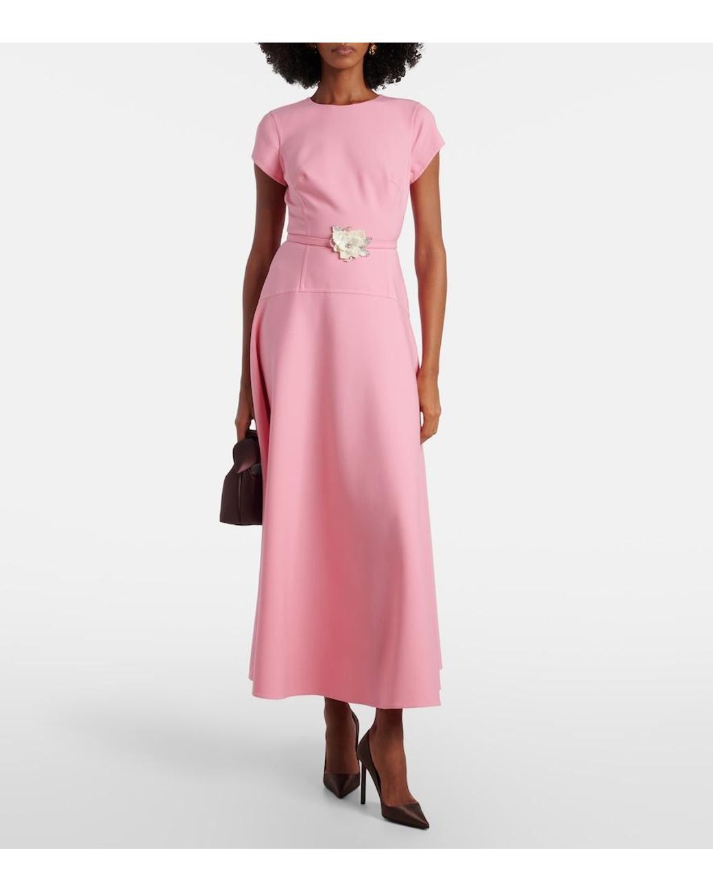 Oscar de la Renta Pink Wool-Blend Maxi Dress
