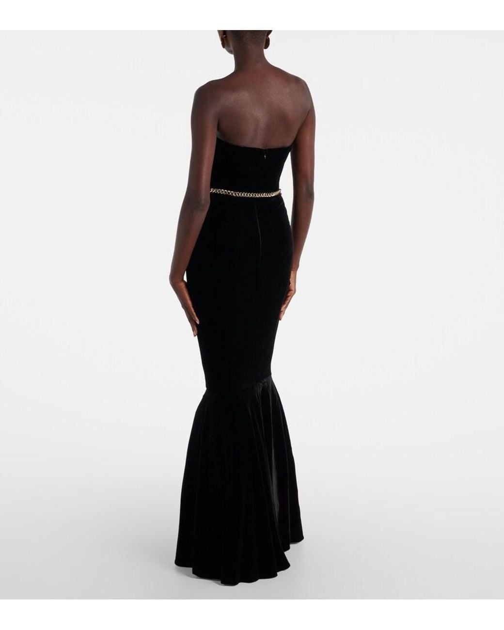 Self-Portrait Black Chain-Detail Corset Gown