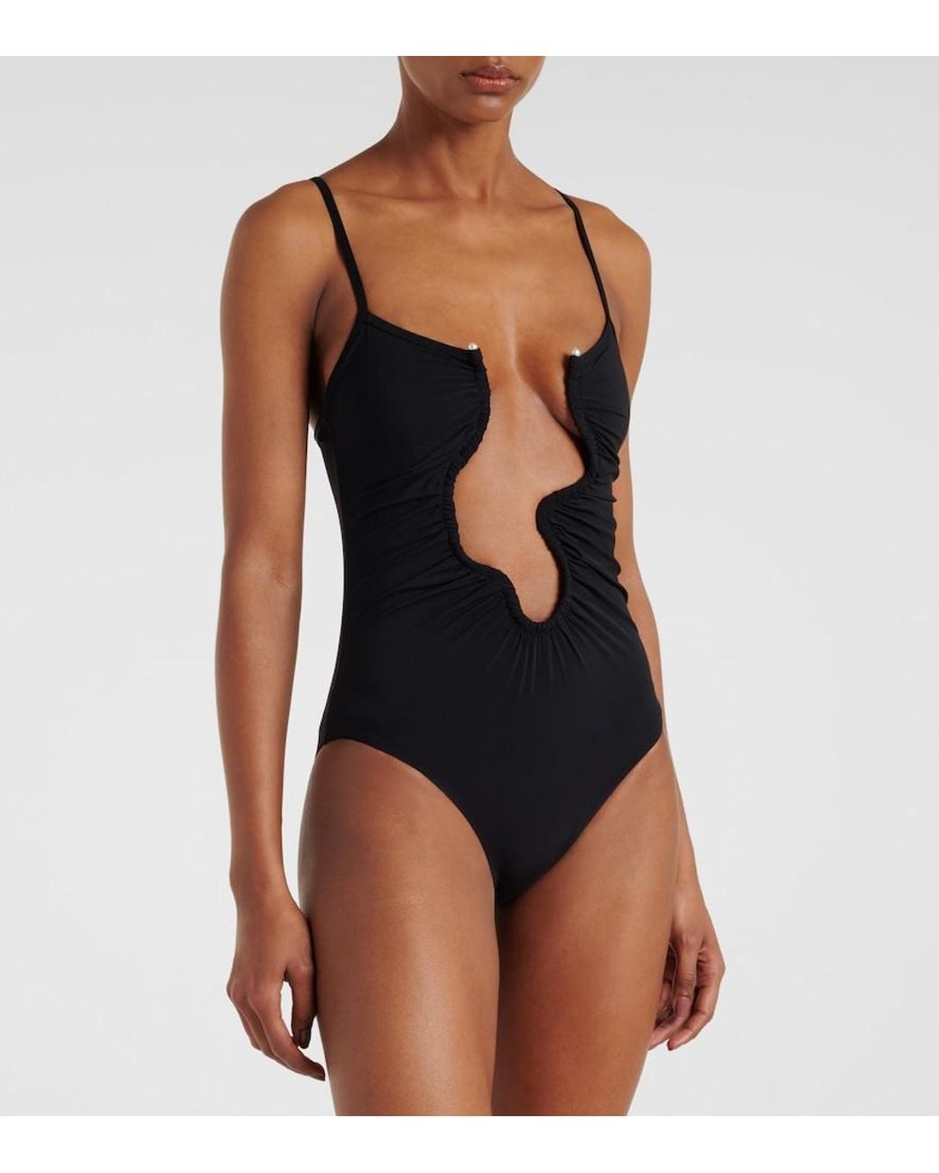 Christopher Esber Black Badeanzug Salacia