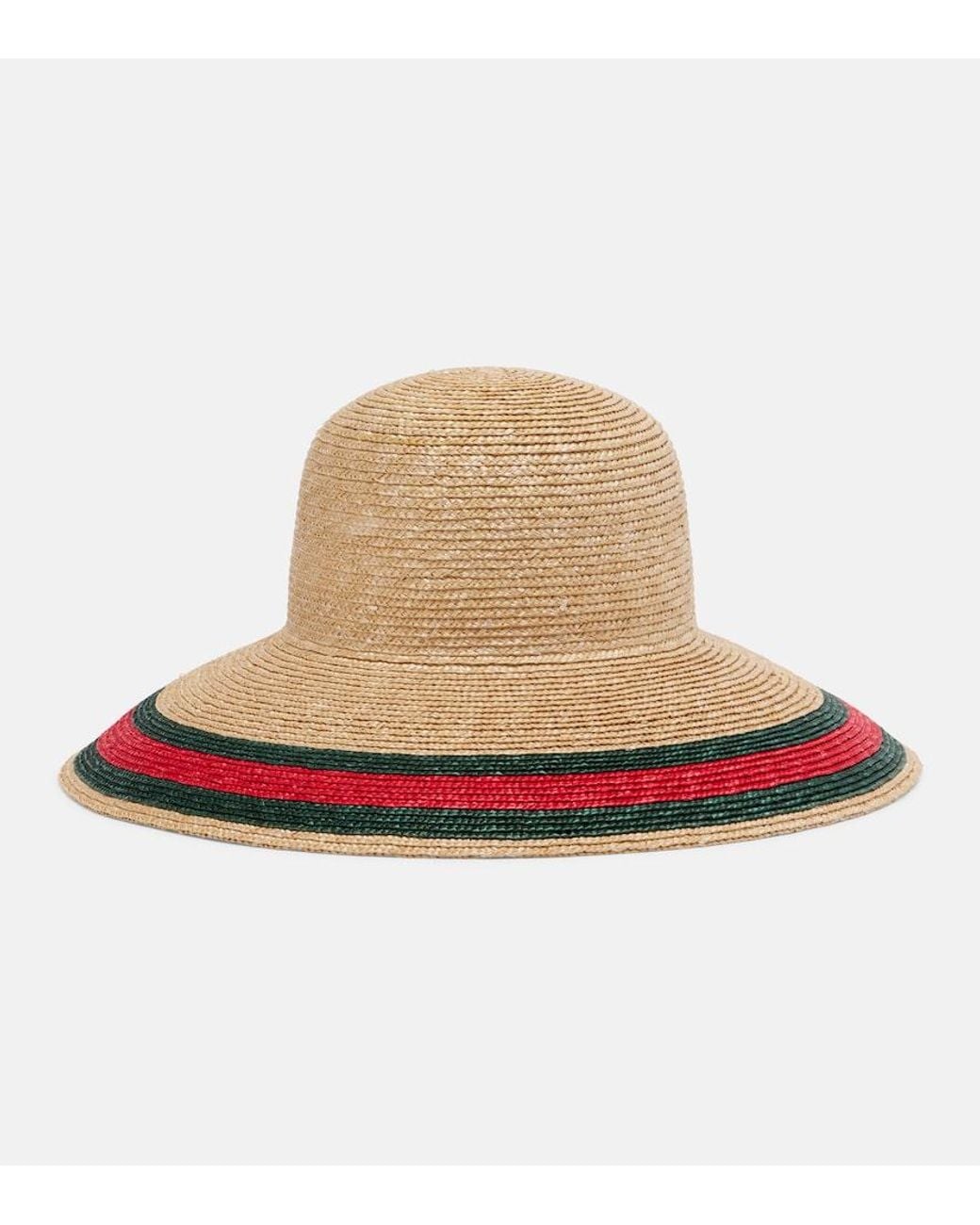Gucci Natural Web Stripe Woven Sun Hat