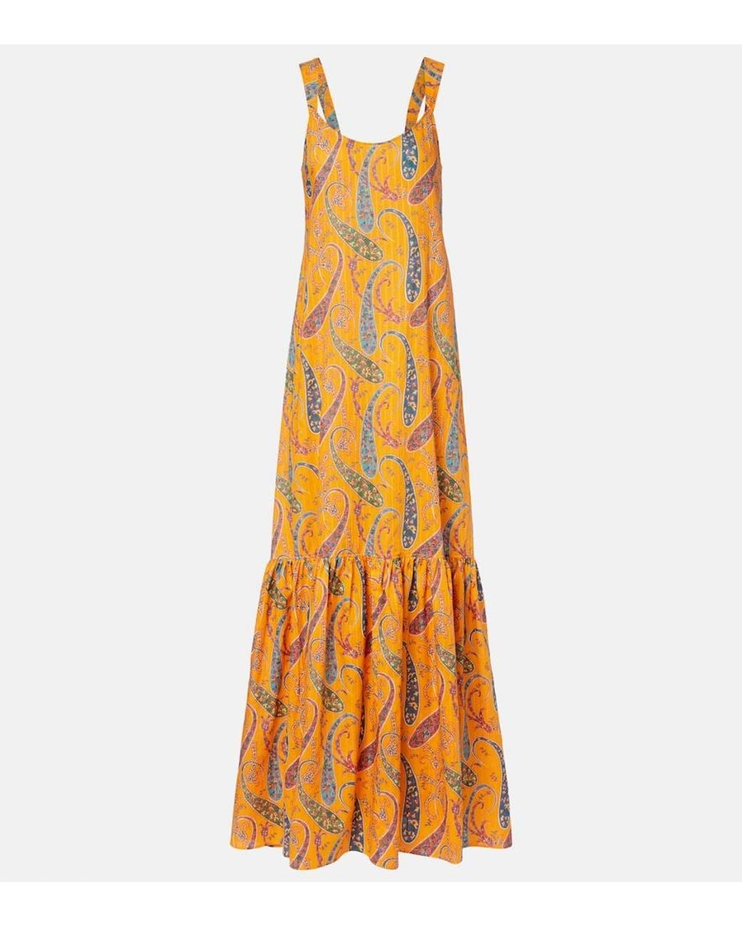 Etro Metallic Printed Cotton Cady Maxi Dress