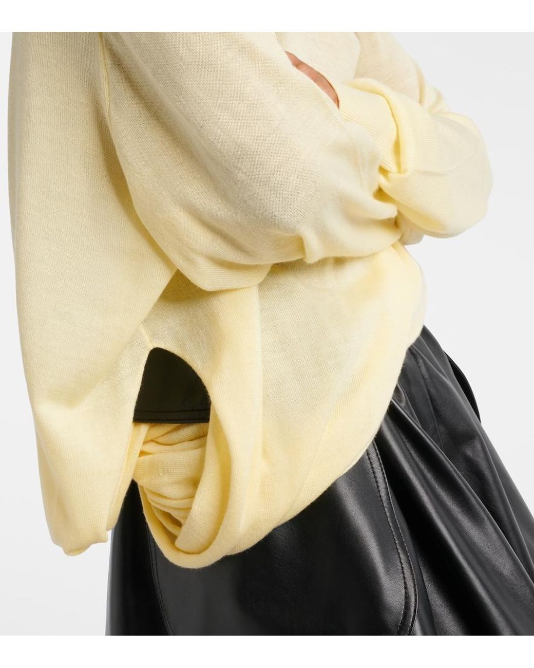 Loewe Yellow Double L Asymmetric Wool Sweater