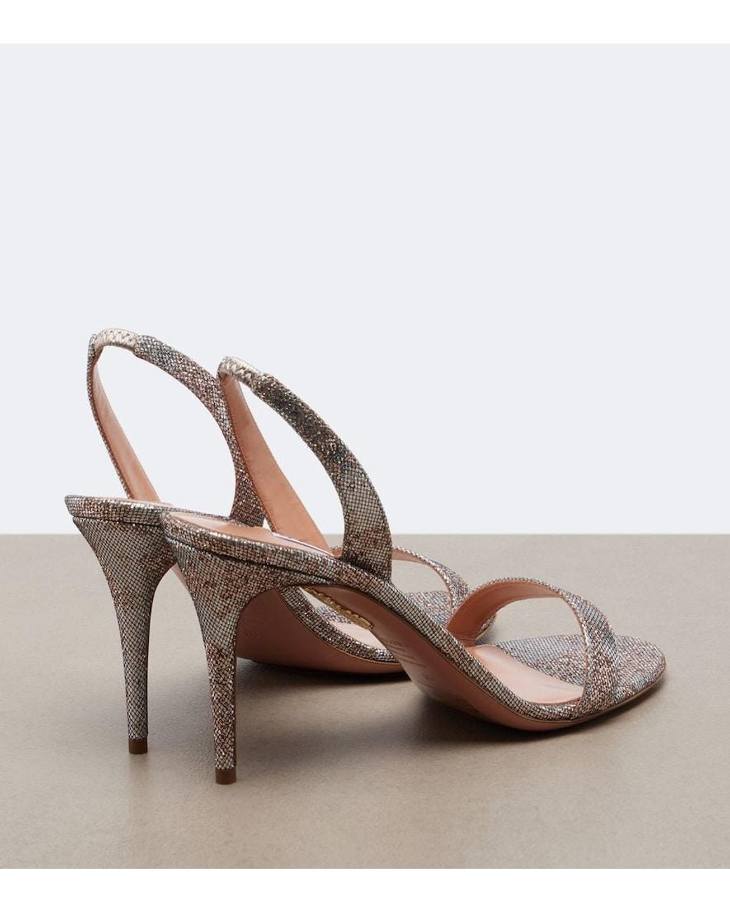 Aquazzura Brown So Nude Metallic Leather Slingback Sandals
