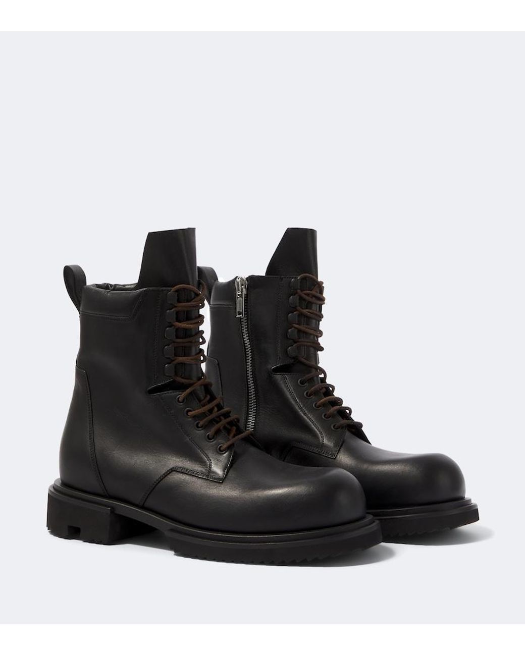 Rick Owens Black Army Gabe Leather Combat Boots for men