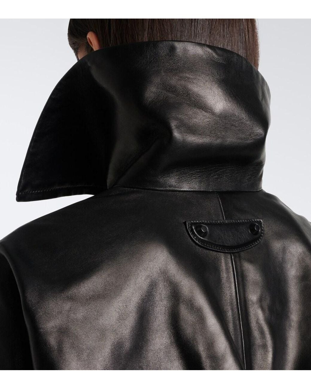 Balenciaga Black Belted Cropped Leather Jacket