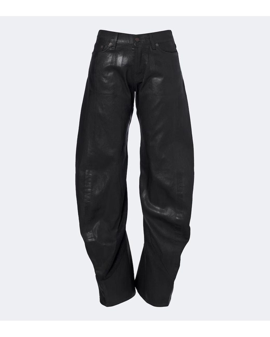 Acne Black Coated Barrel-Leg Jeans