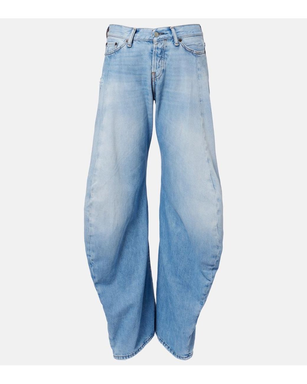 Acne Blue 2006F Distressed Wide-Leg Jeans