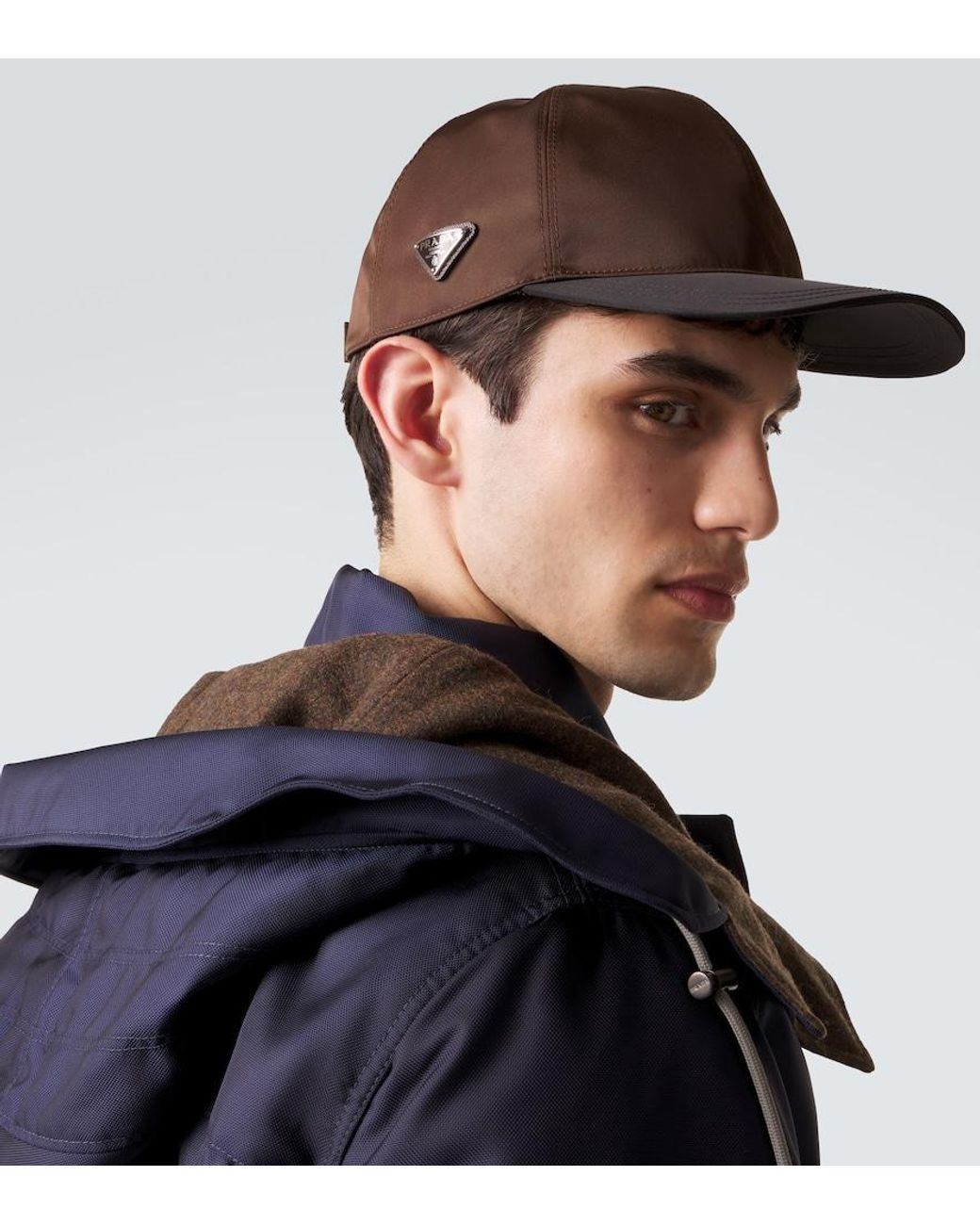 Prada Brown Re-Nylon Baseball Cap for men