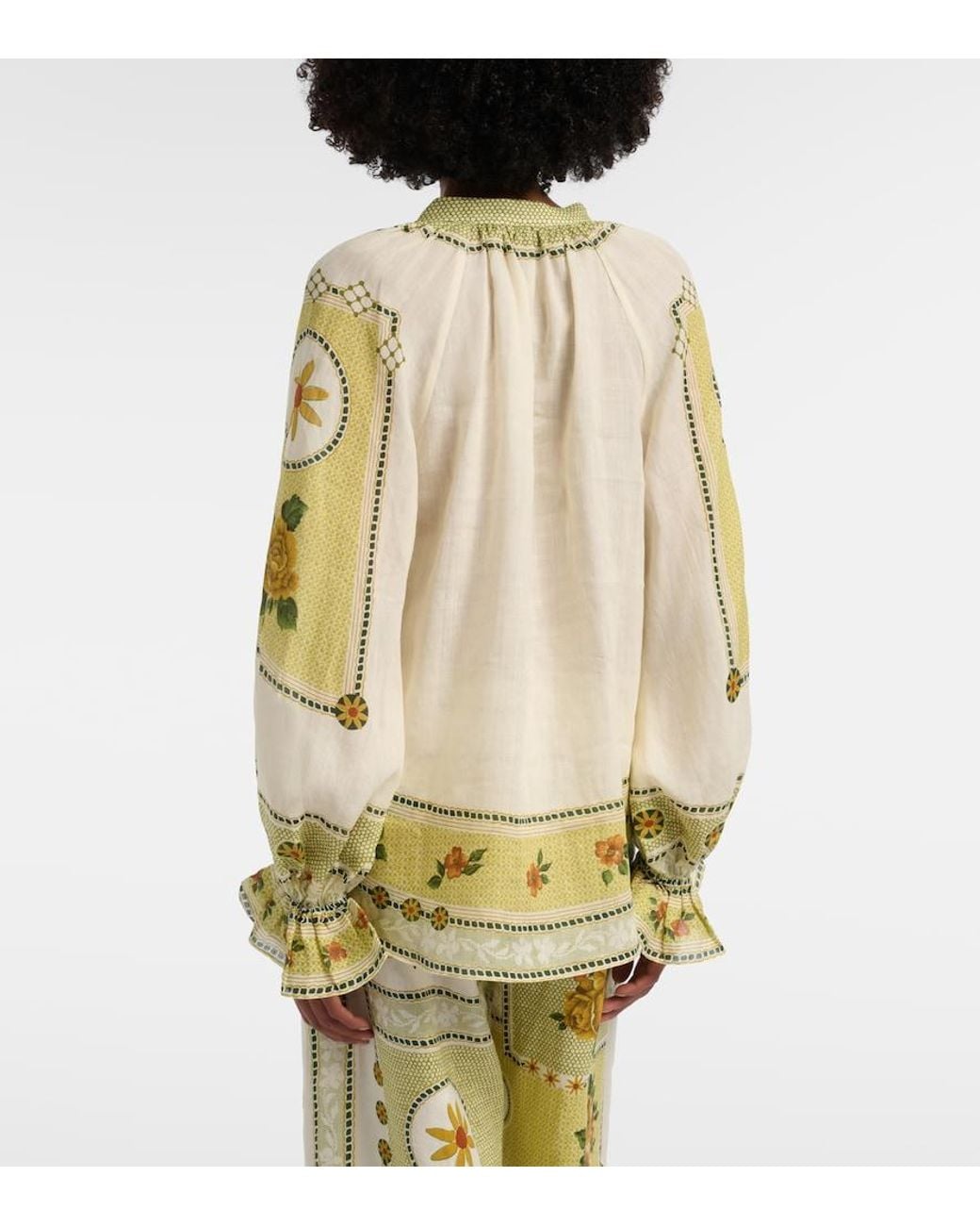 ALÉMAIS Metallic Dixie Printed Ramie Blouse