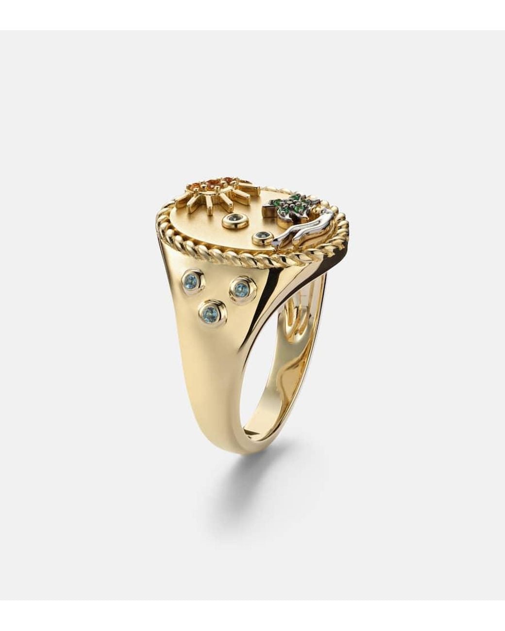 Yvonne Léon White Ring La Plage Aus 9Kt Gelbgold (375/1000) Mit Edelsteinen