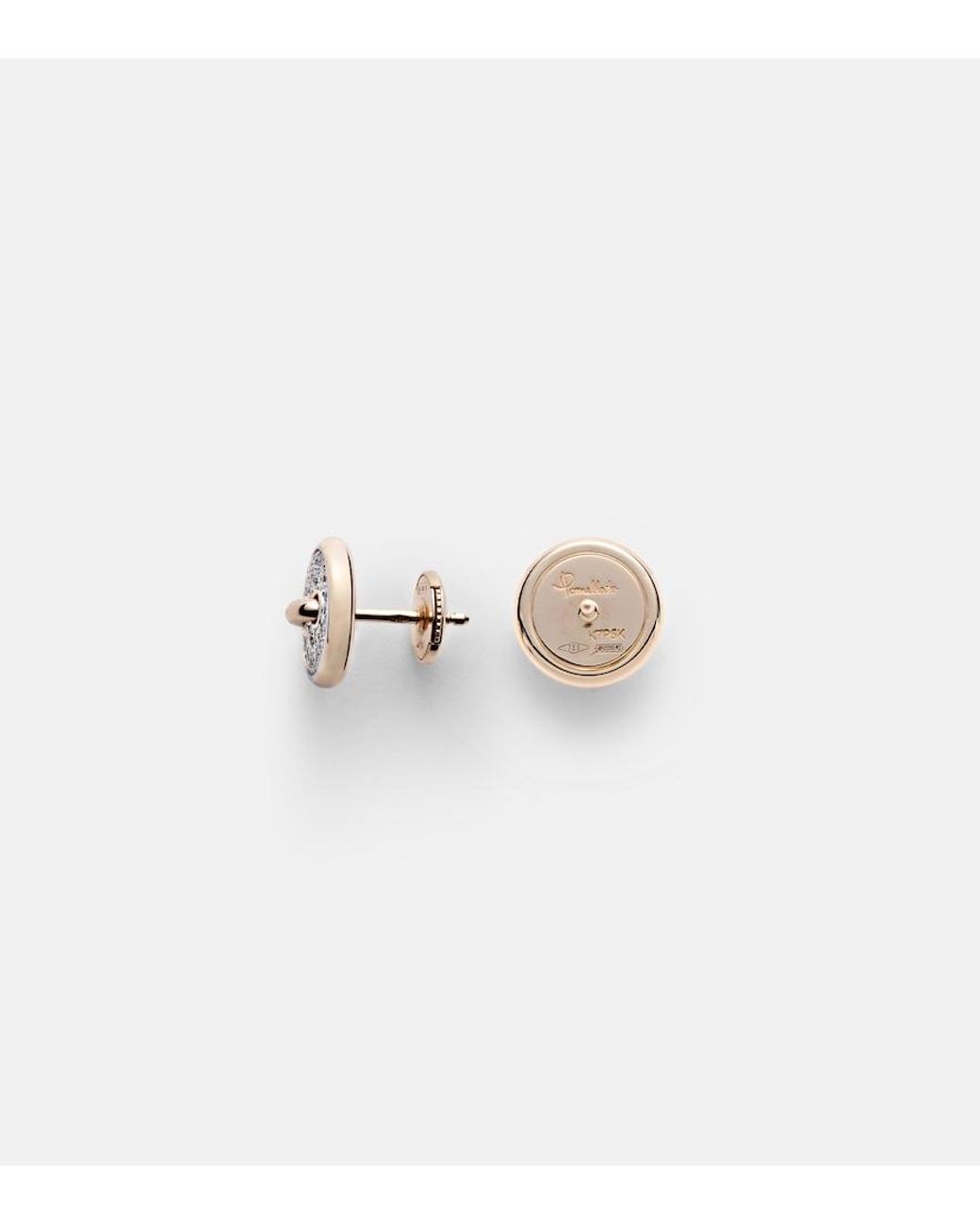 Pomellato White Pom Pom Dot 18Kt Rhodium-Plated Rose Earrings With Diamonds