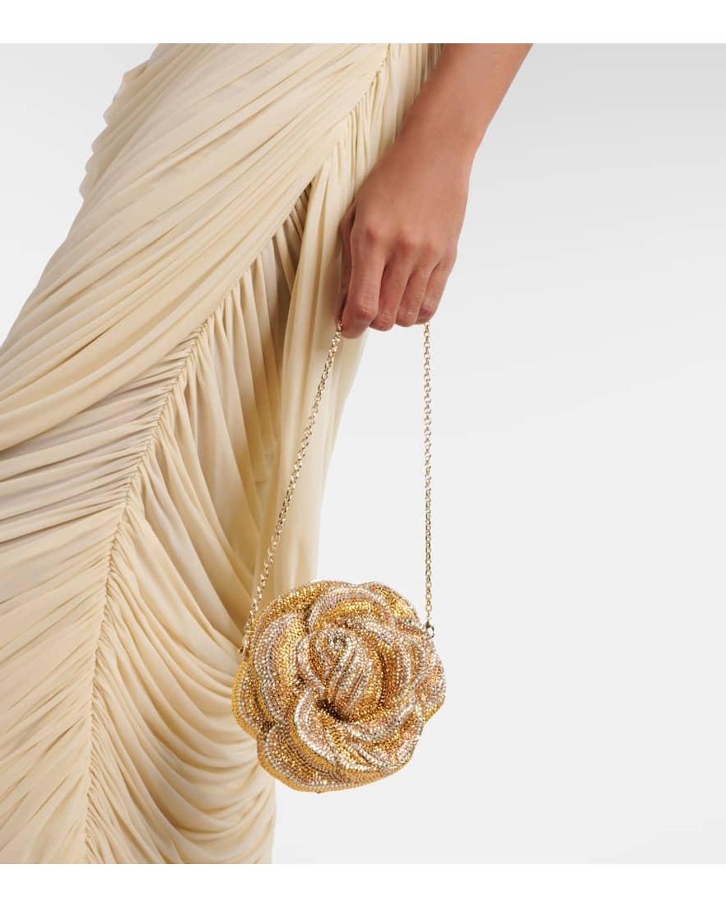 Clutch Golden Rose Con Cristales Judith Leiber de color Metallic