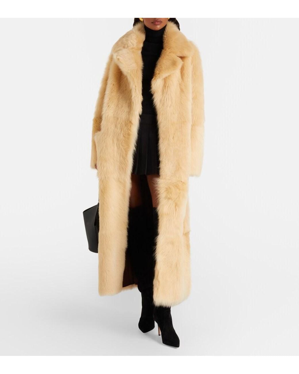 Nour Hammour Natural Evita Long Shearling Coat