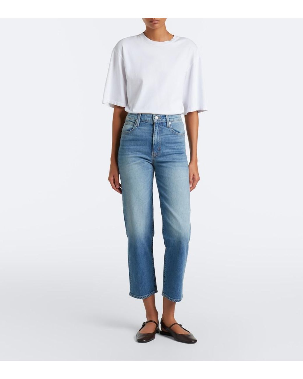 SLVRLAKE Denim Blue London Cropped Straight Jeans