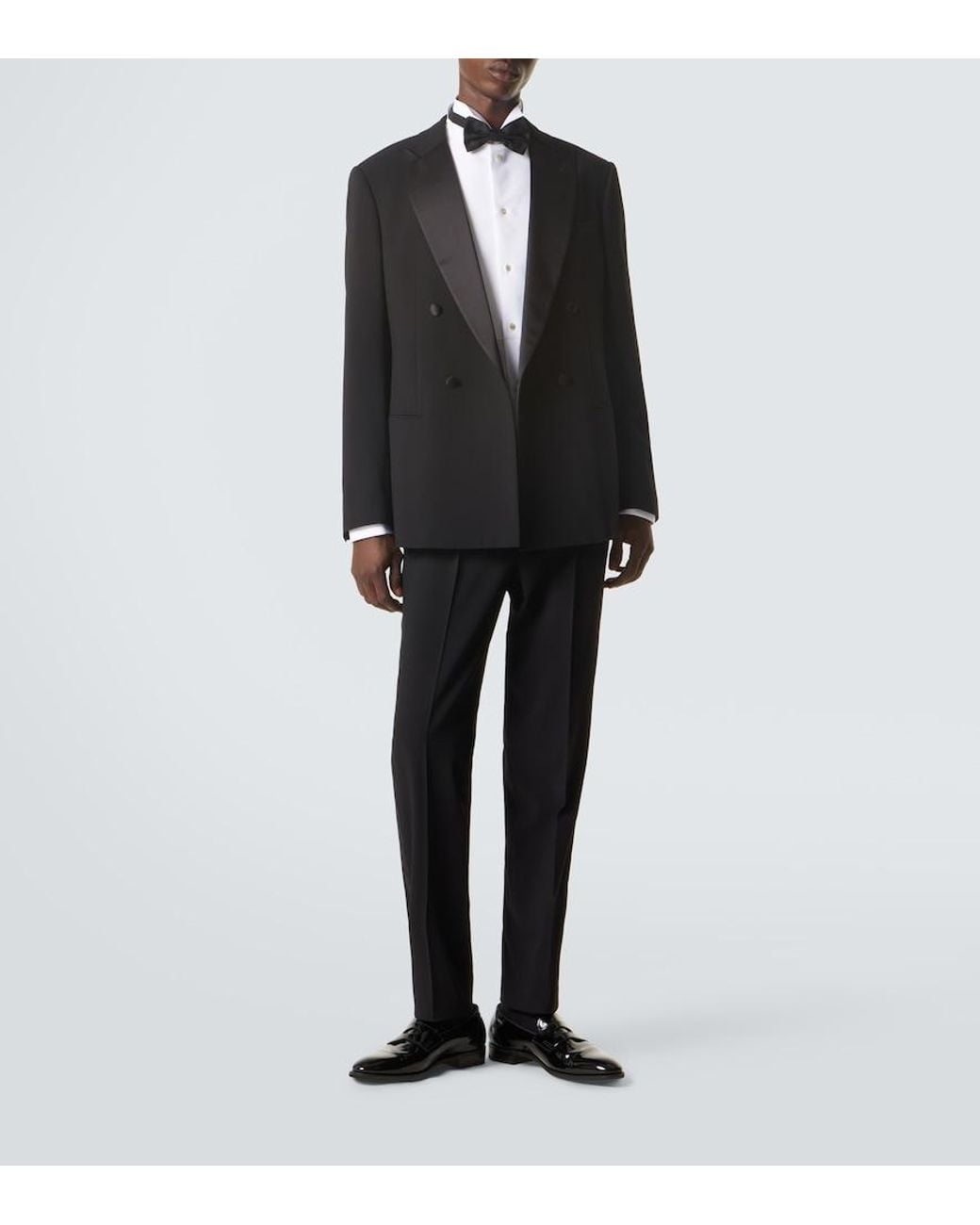 Giorgio Armani Black Virgin Wool Tuxedo Pants for men
