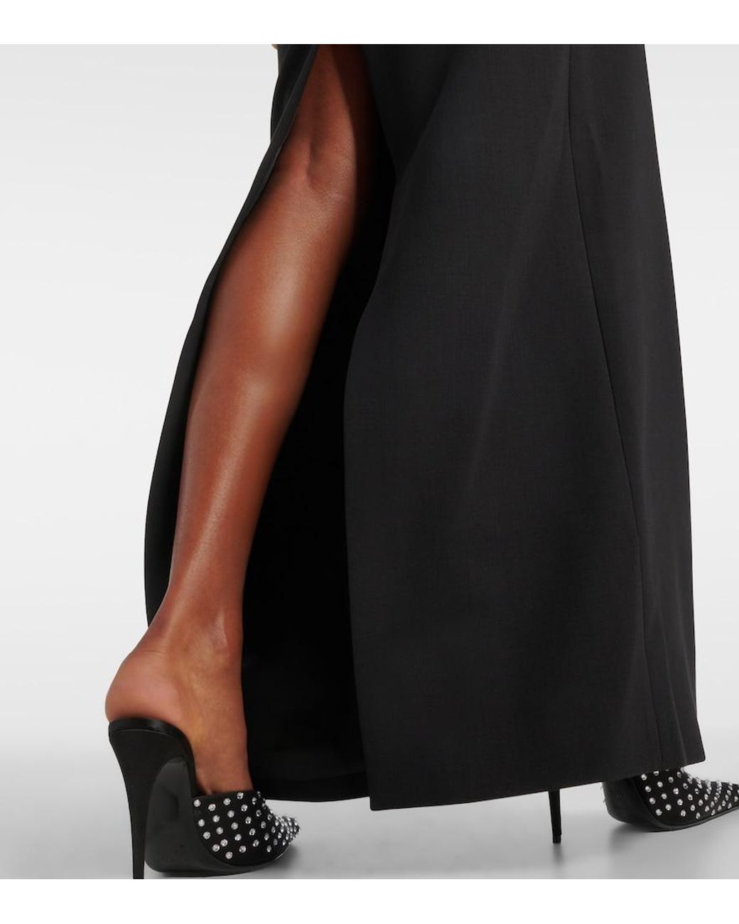 Magda Butrym Black Draped Wool-Blend Bustier Gown