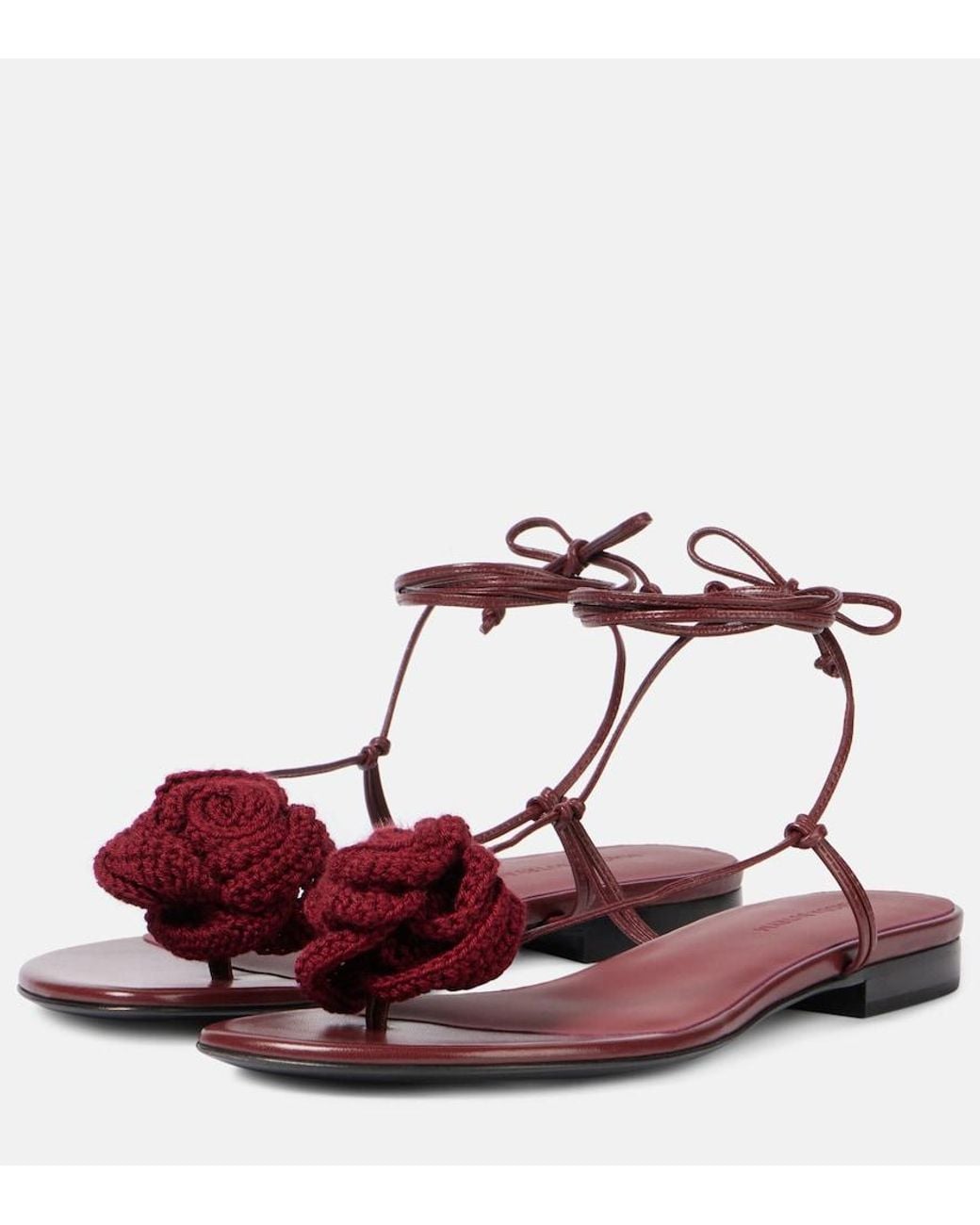 Magda Butrym Red Floral-Applique Leather Sandals