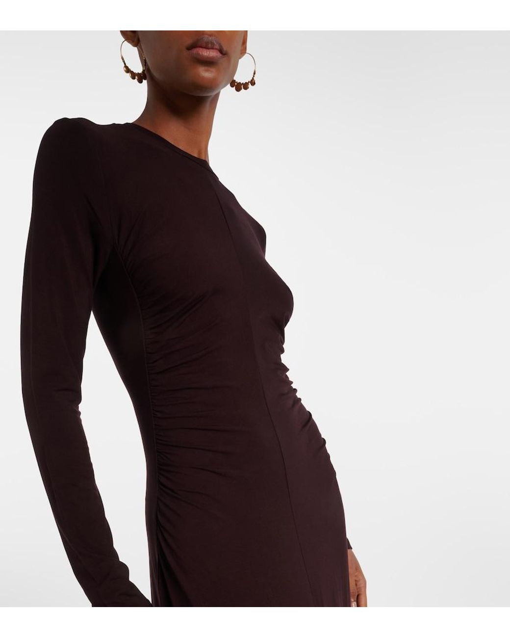 Vince Purple Ruched Jersey Maxi Dress