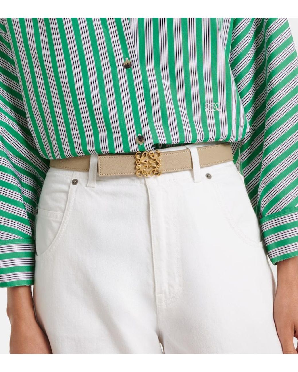 Loewe Natural Anagram Bombe Leather Belt