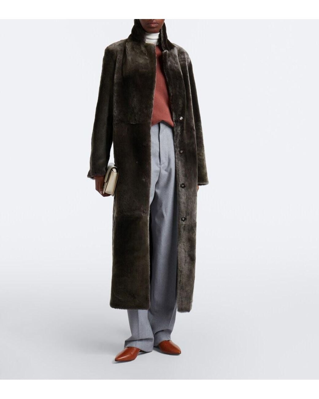 Yves Salomon Black Reversible Shearling And Leather Coat