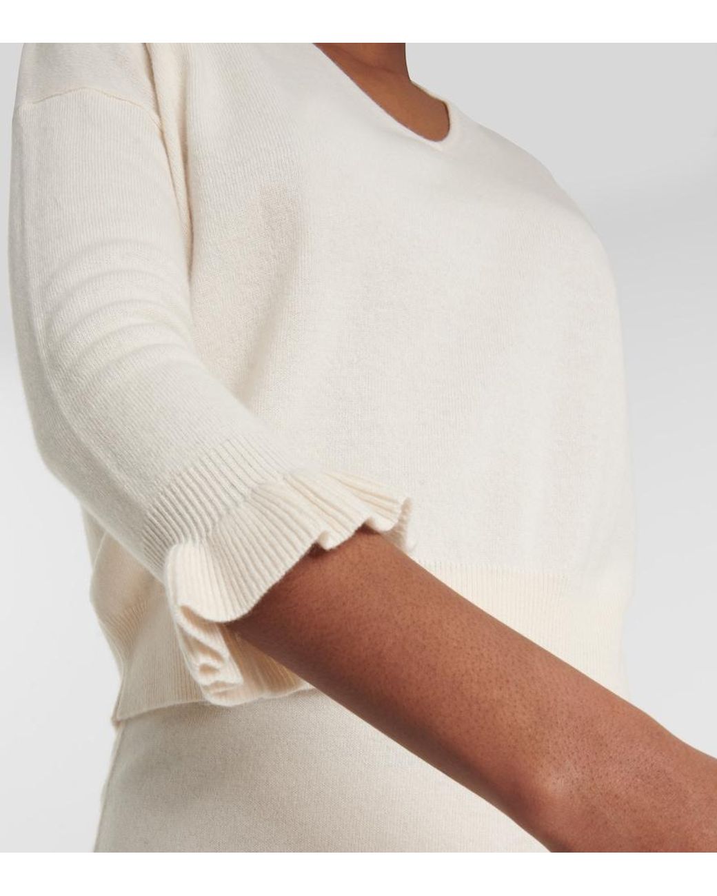 Jardin Des Orangers Natural Frill-Trimmed Wool And Cashmere Sweater