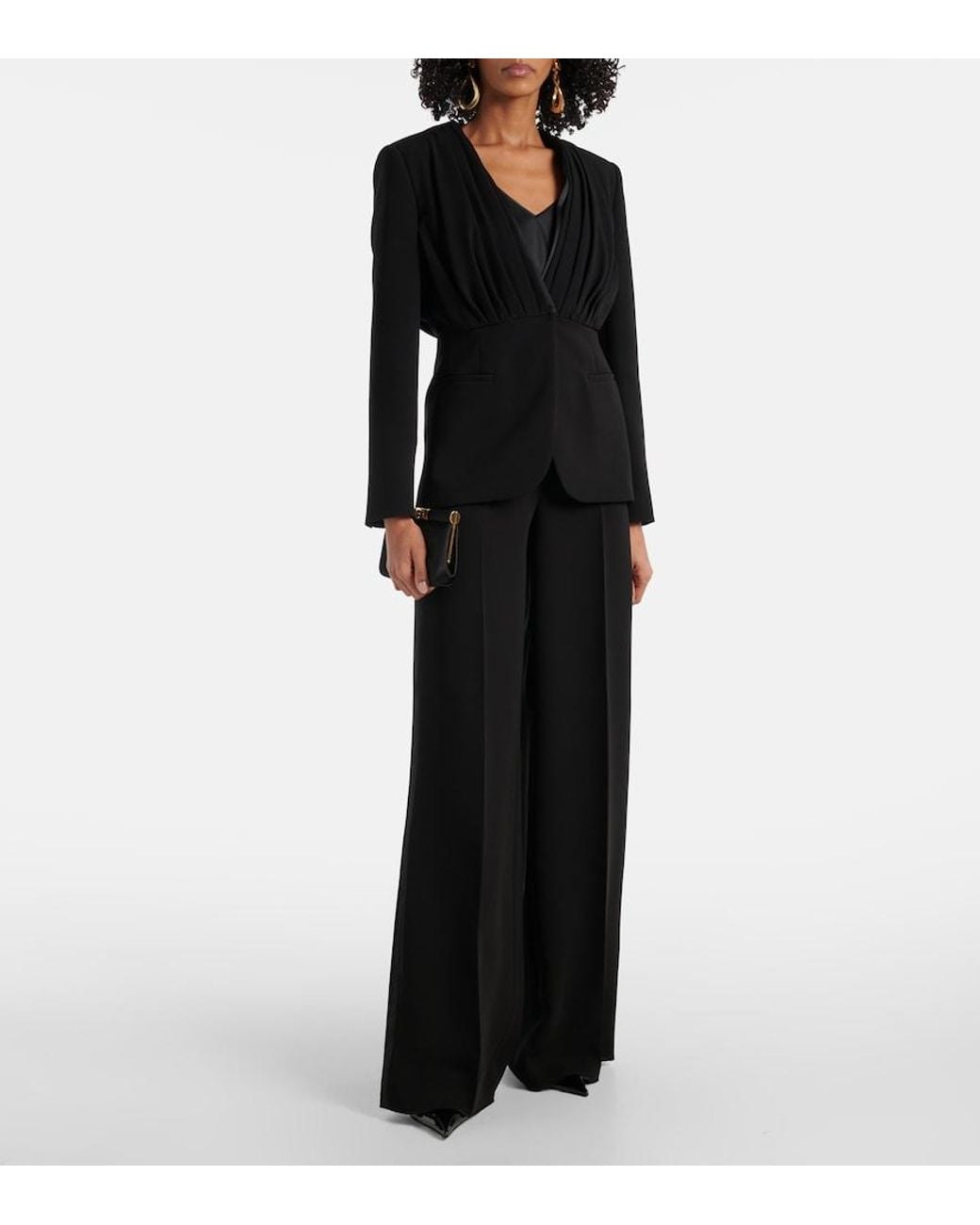 Max Mara Black Gradi Draped Crepe Jacket