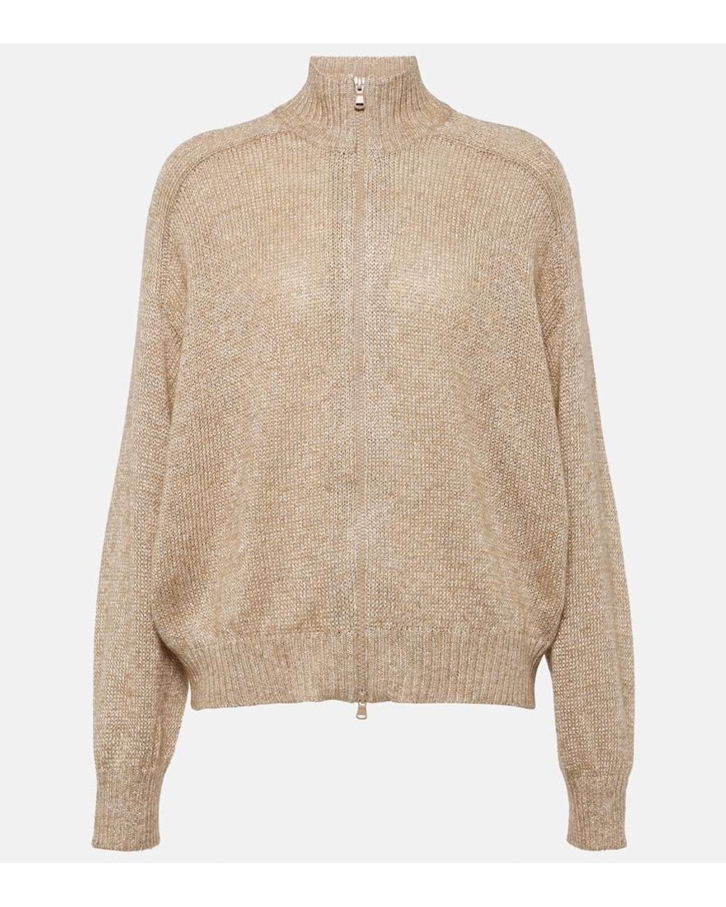 Brunello Cucinelli Natural Zip-Up Cardigan