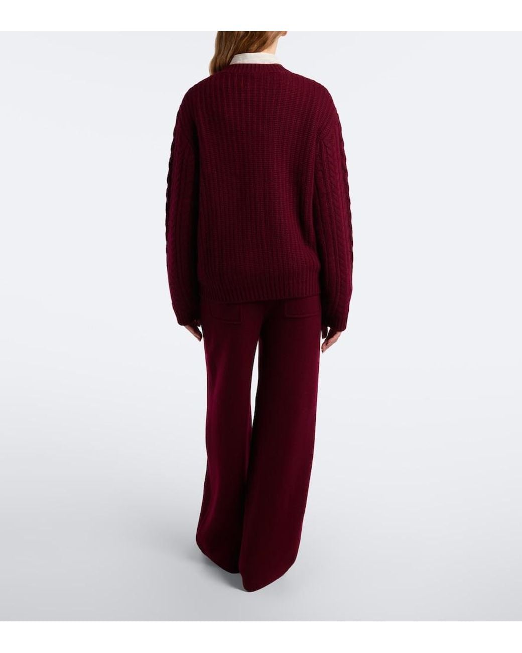 Lisa Yang Red Veda Cashmere Barrel-Leg Pants