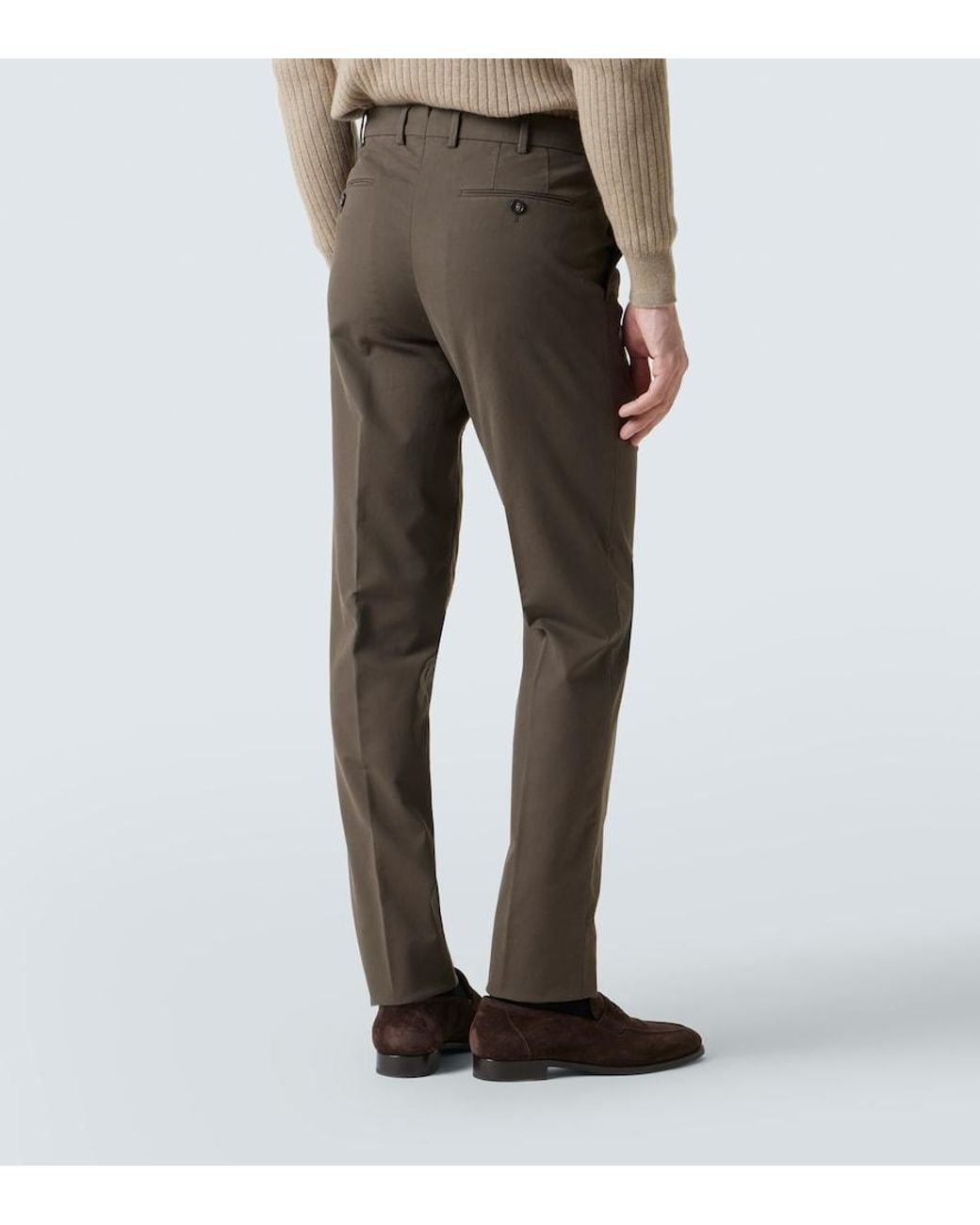 Loro Piana Gray Carlo Cotton-Blend Chinos for men