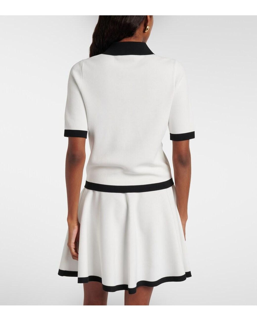 Nina Ricci White Ribbed-Knit Polo Shirt