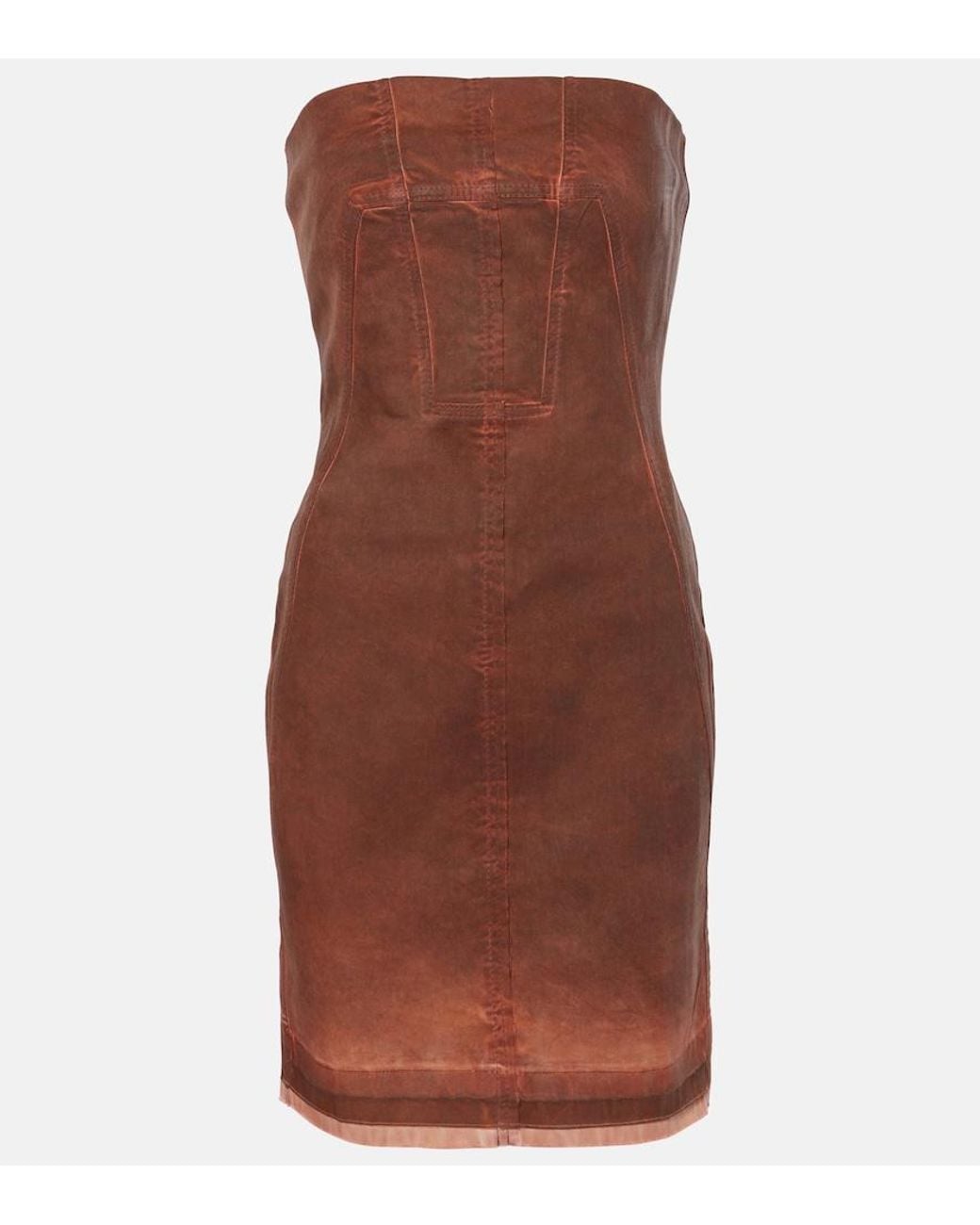 Rick Owens Brown Drkshdw Denim Bustier Dress