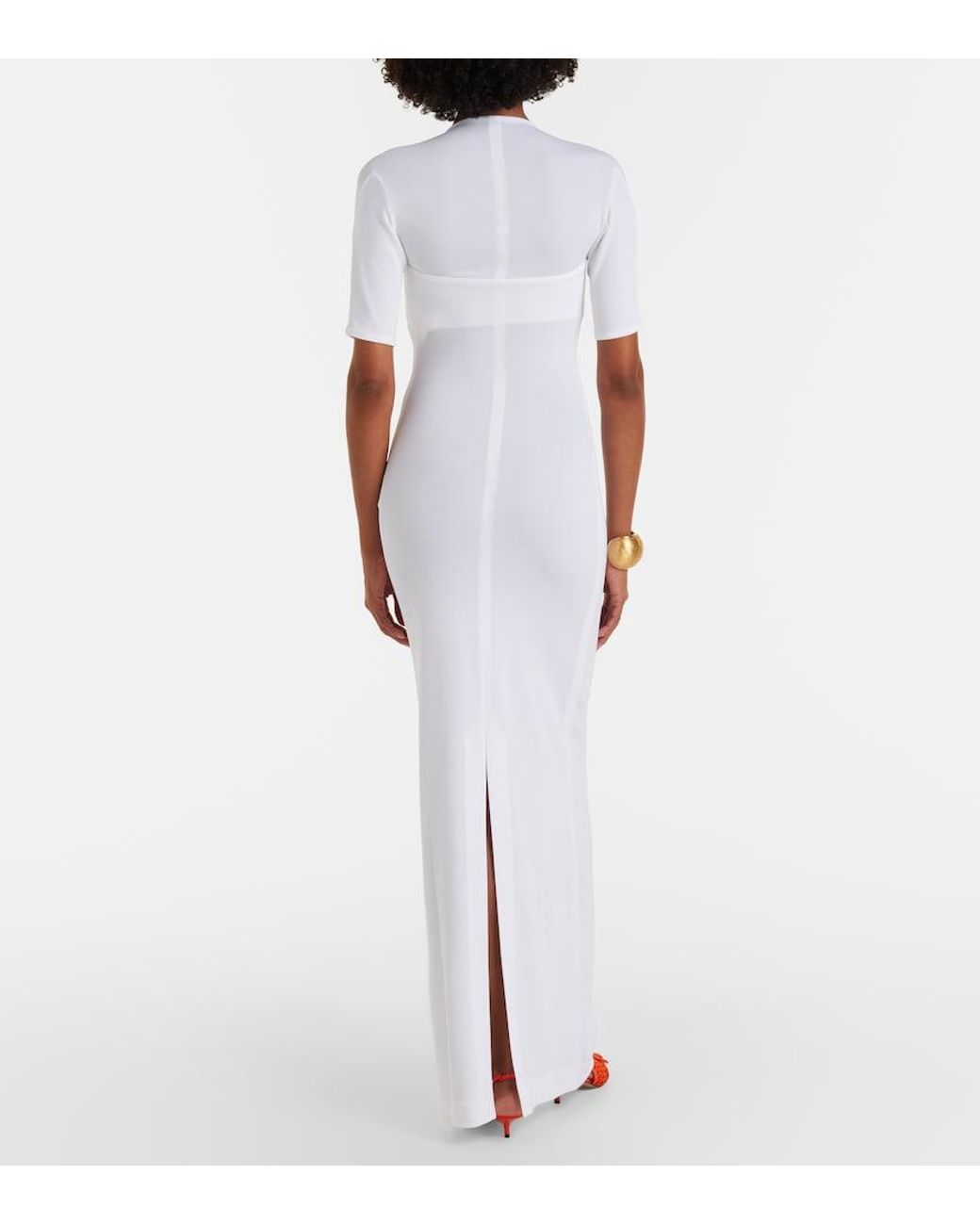 Jacquemus White Bolero Jersey Gown