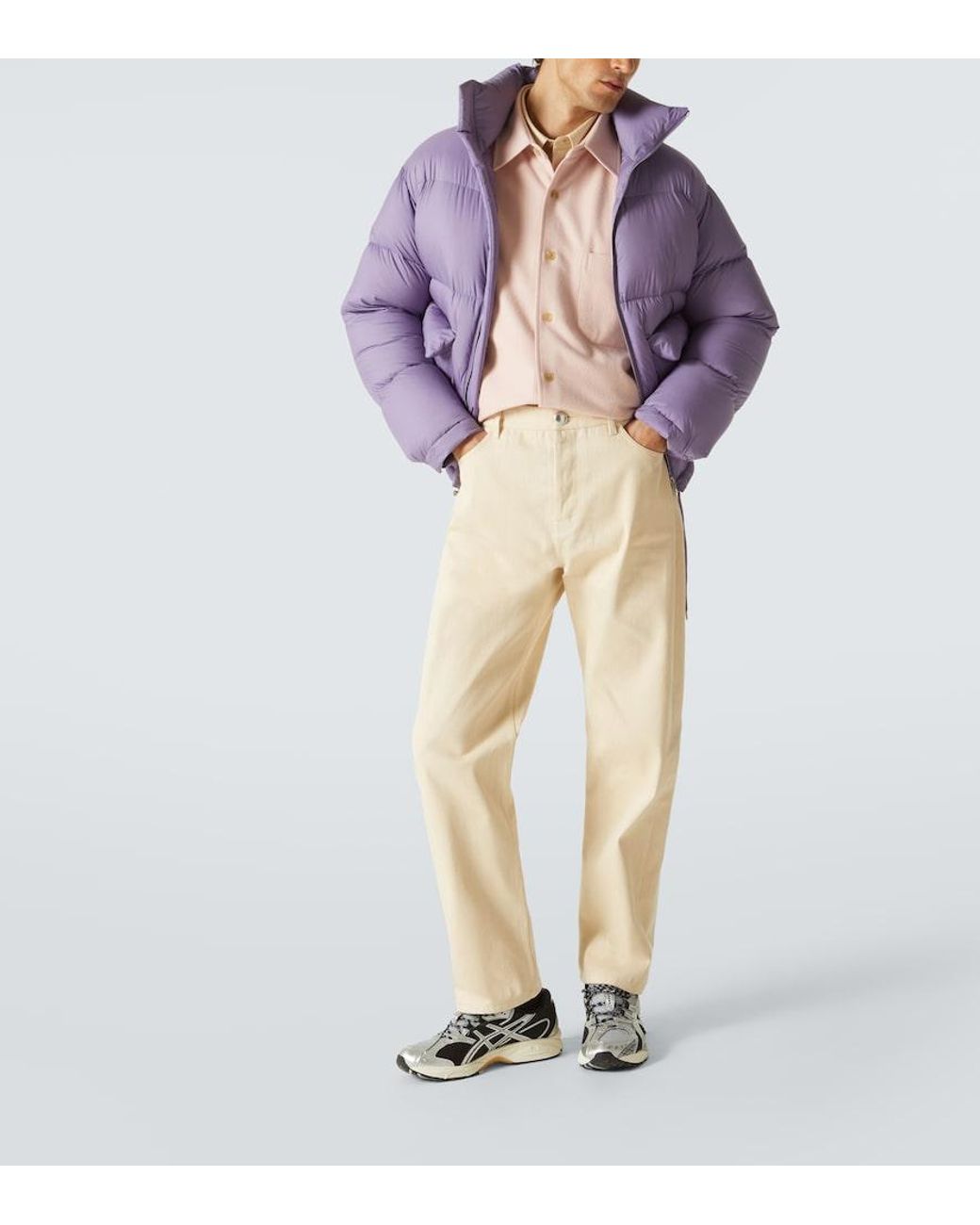 Auralee Pink Wool Flannel Overshirt for men
