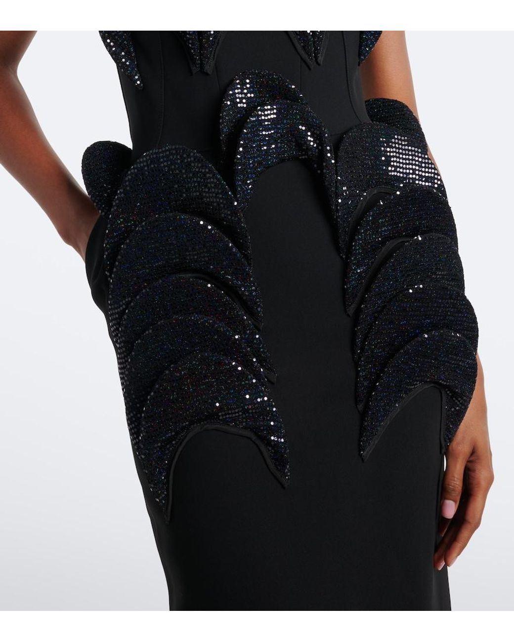 Maticevski Black Glint Sequined Cocktail Dress