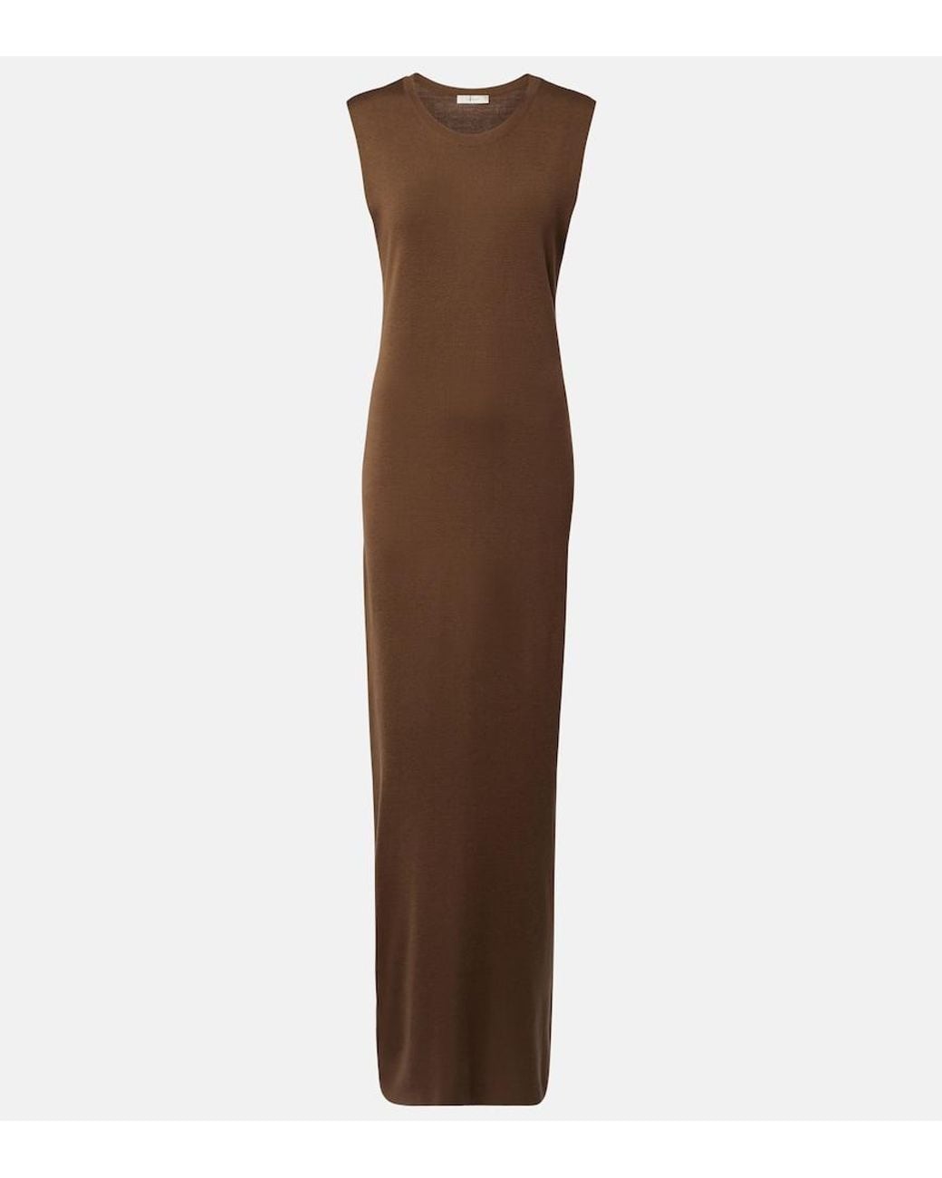 The Row Brown Oiva Silk Maxi Dress