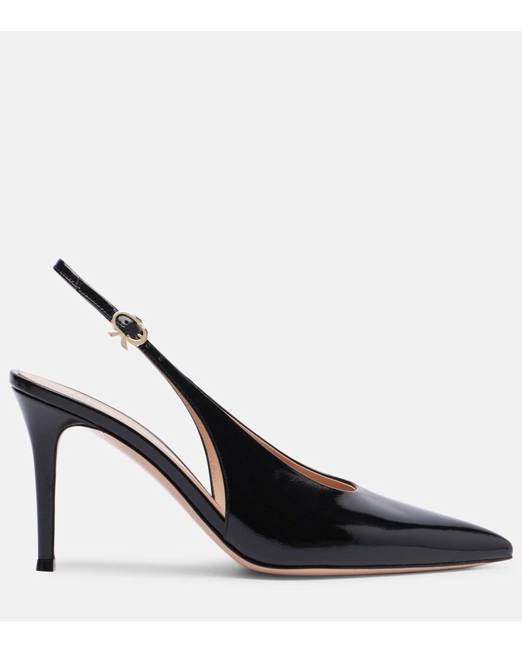 Gianvito Rossi Black Robbie 85 Leather Slingback Pumps