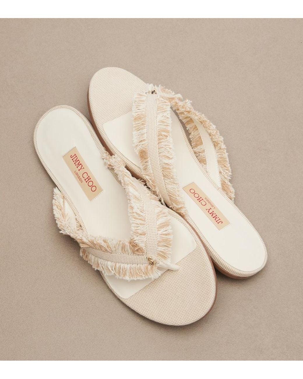 Jimmy Choo Natural Bay Canvas Sandals