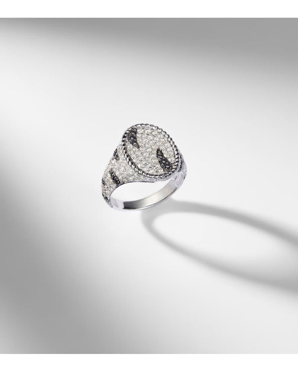 Yvonne Léon White Pinky Ring Zebre Aus 18Kt Weissgold (750/1000) Mit Diamanten