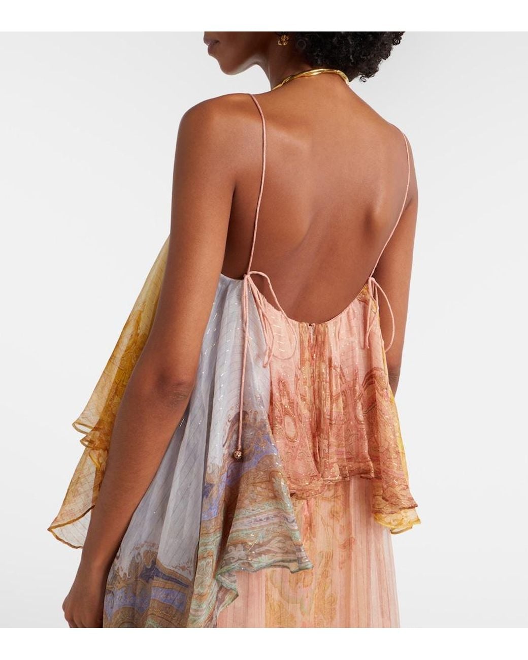 Zimmermann Orange Como Paisley Silk-Blend Maxi Dress