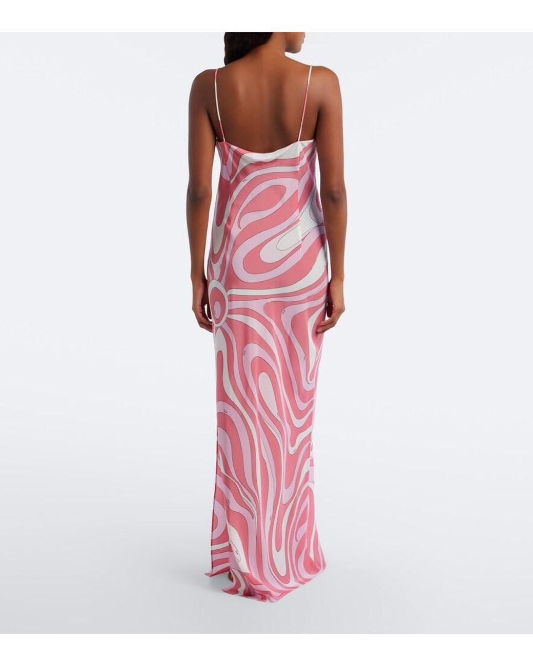 Emilio Pucci Pink Marmo Silk Crepe De Chine Maxi Dress