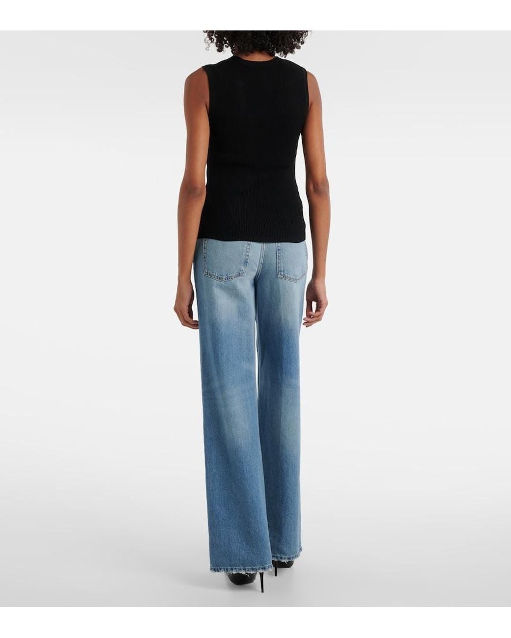 Veronica Beard Black Sid Ribbed-Knit Top