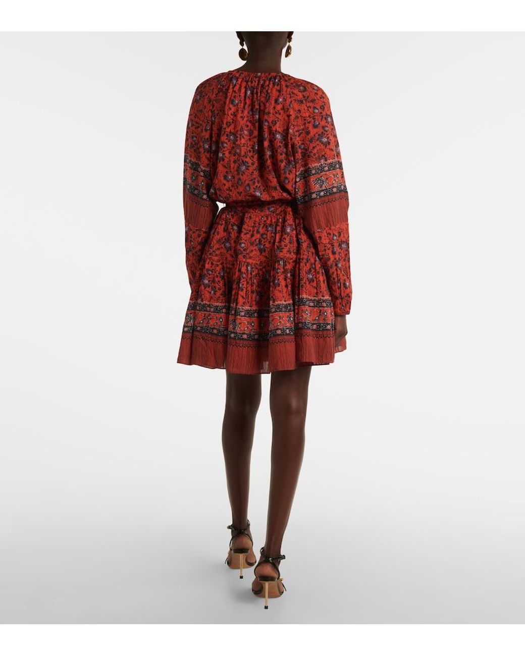 Ulla Johnson Red Abri Floral Cotton-Blend Minidress