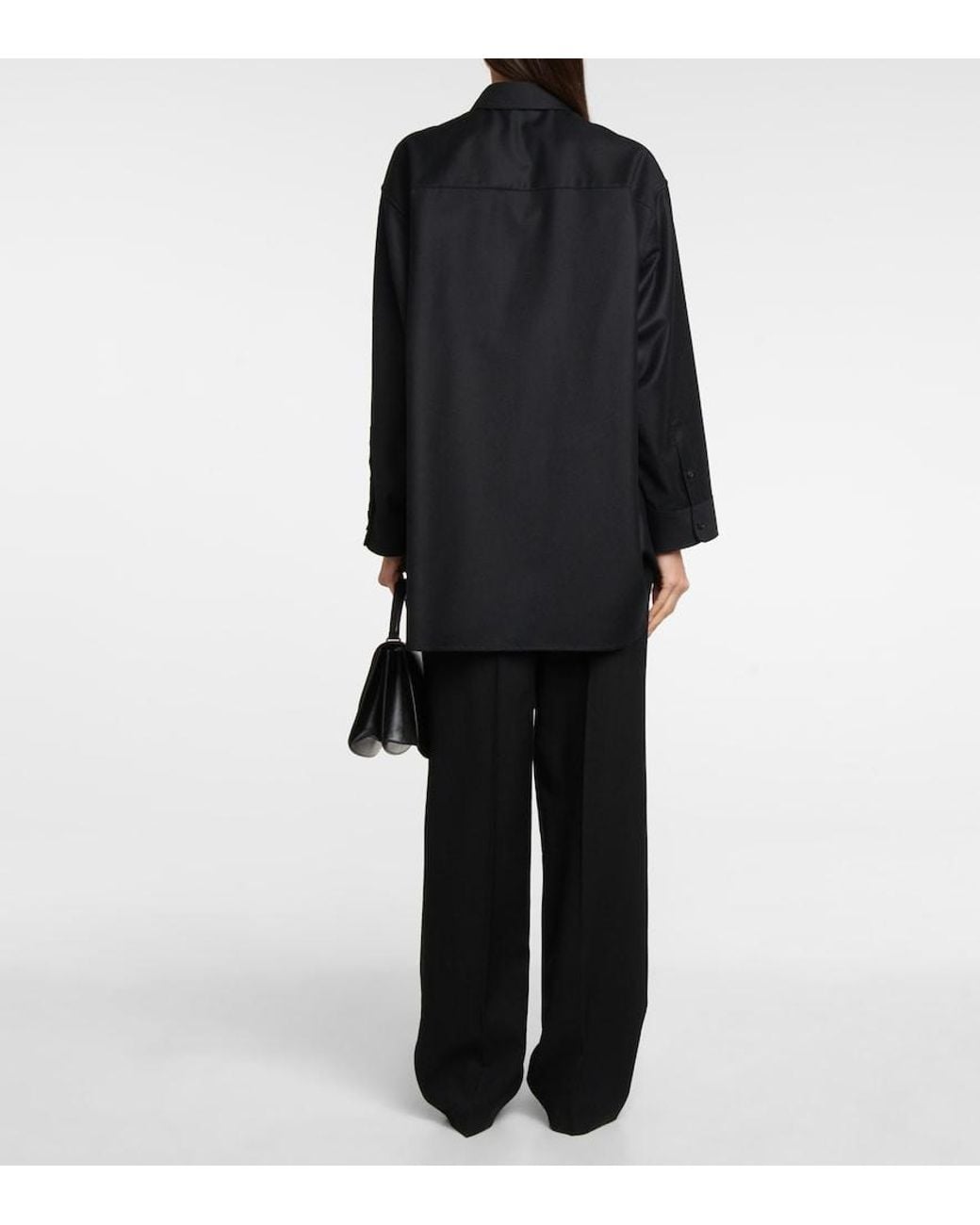 The Row Black Caroline Virgin Wool Shirt