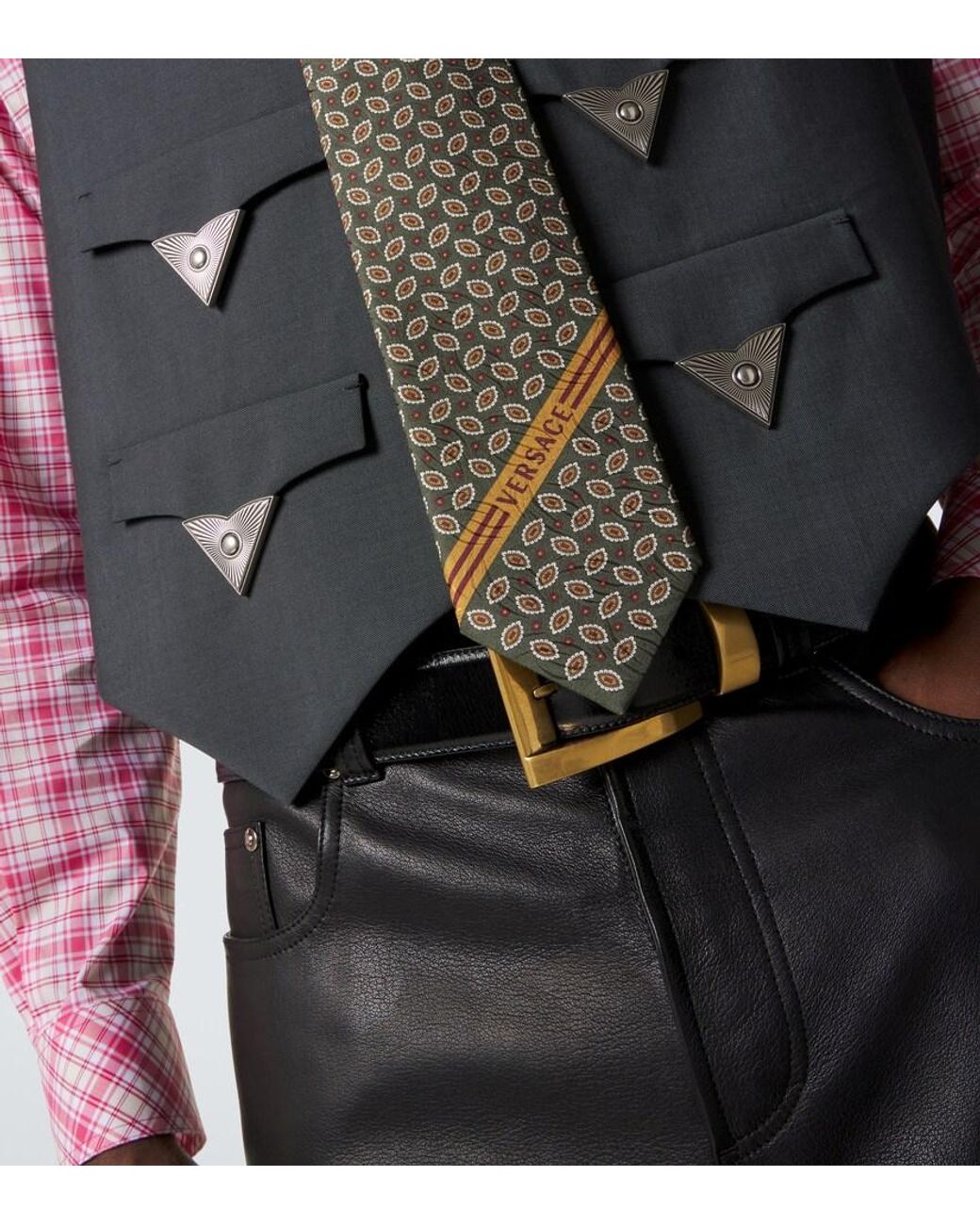 Versace Green Logo Printed Silk Tie for men