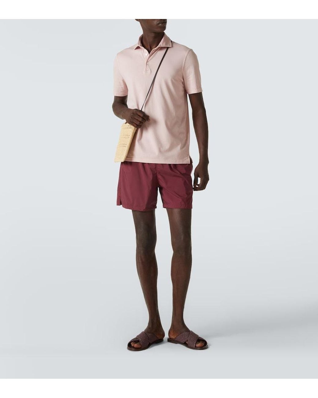 Fedeli Pink Zero Cotton Jersey Polo Shirt for men