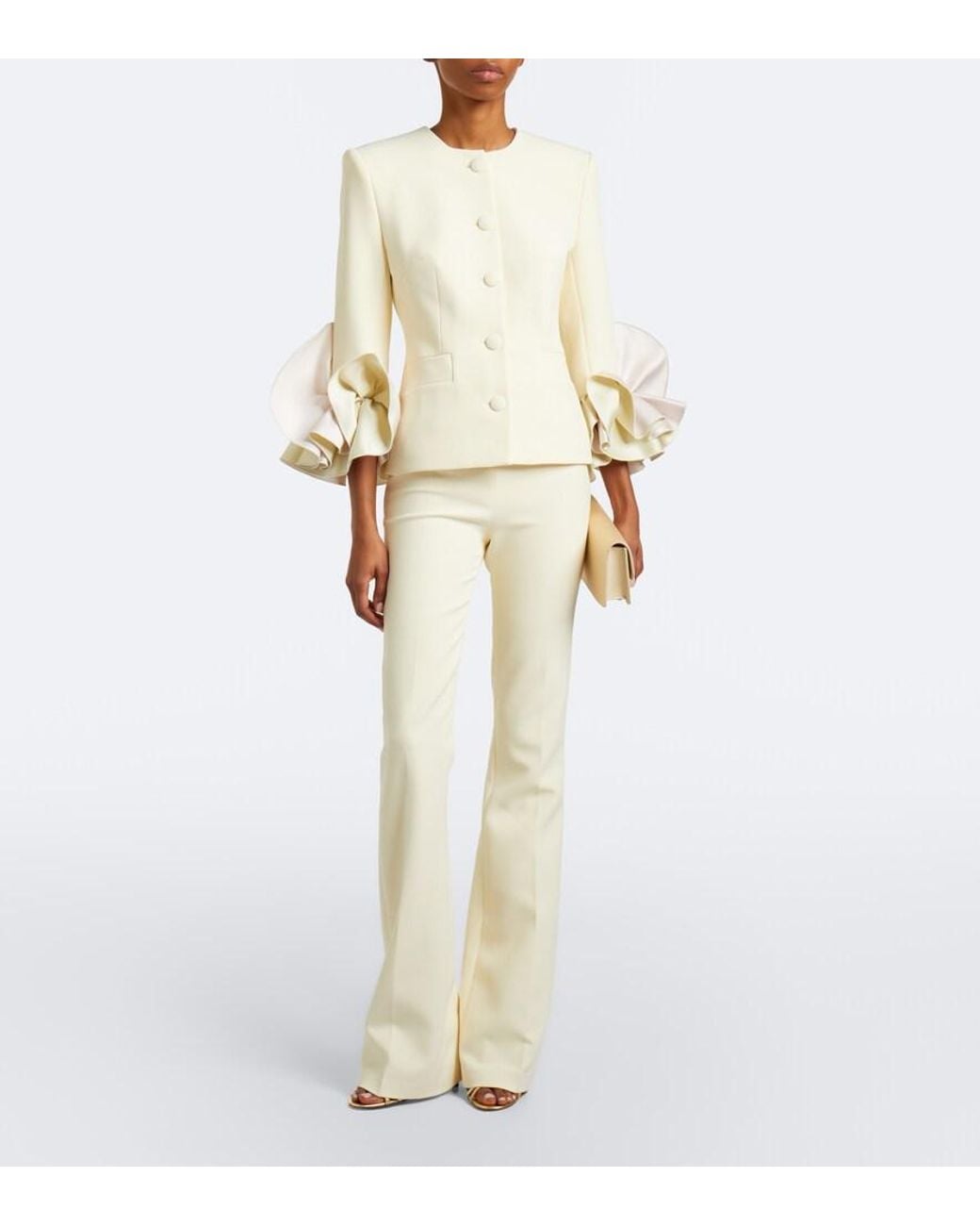 Safiyaa White Alexa Crepe Flared Pants