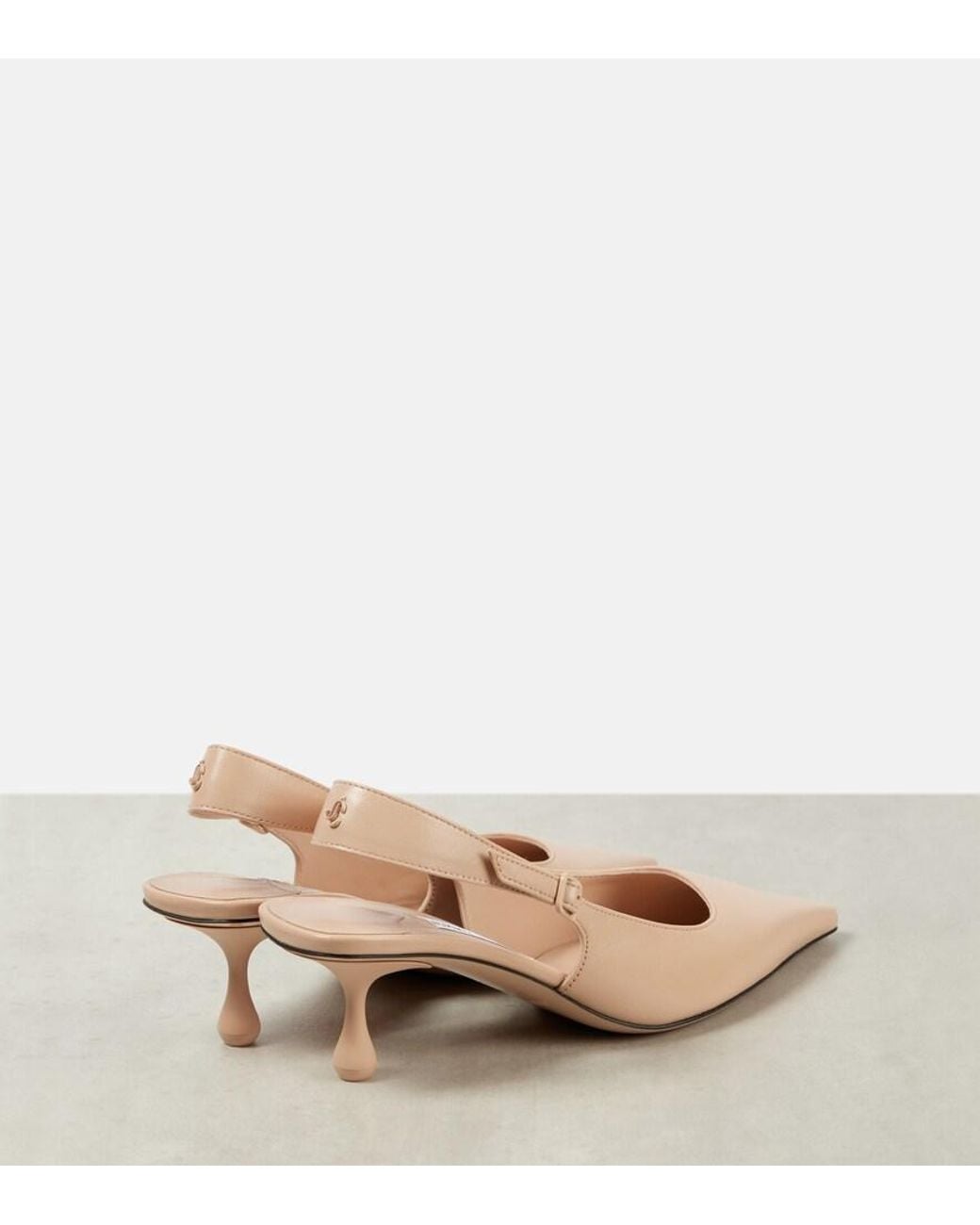 Jimmy Choo Natural Amel 50 Leather Slingback Pumps