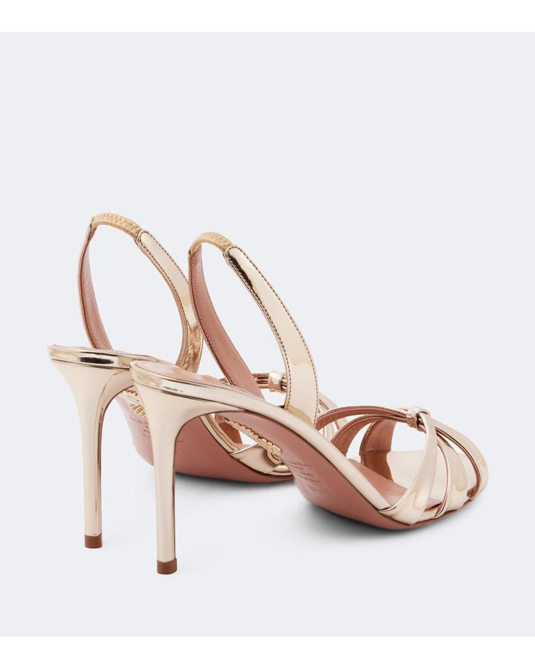 Aquazzura Pink Tati 85 Metallic Leather Sandals